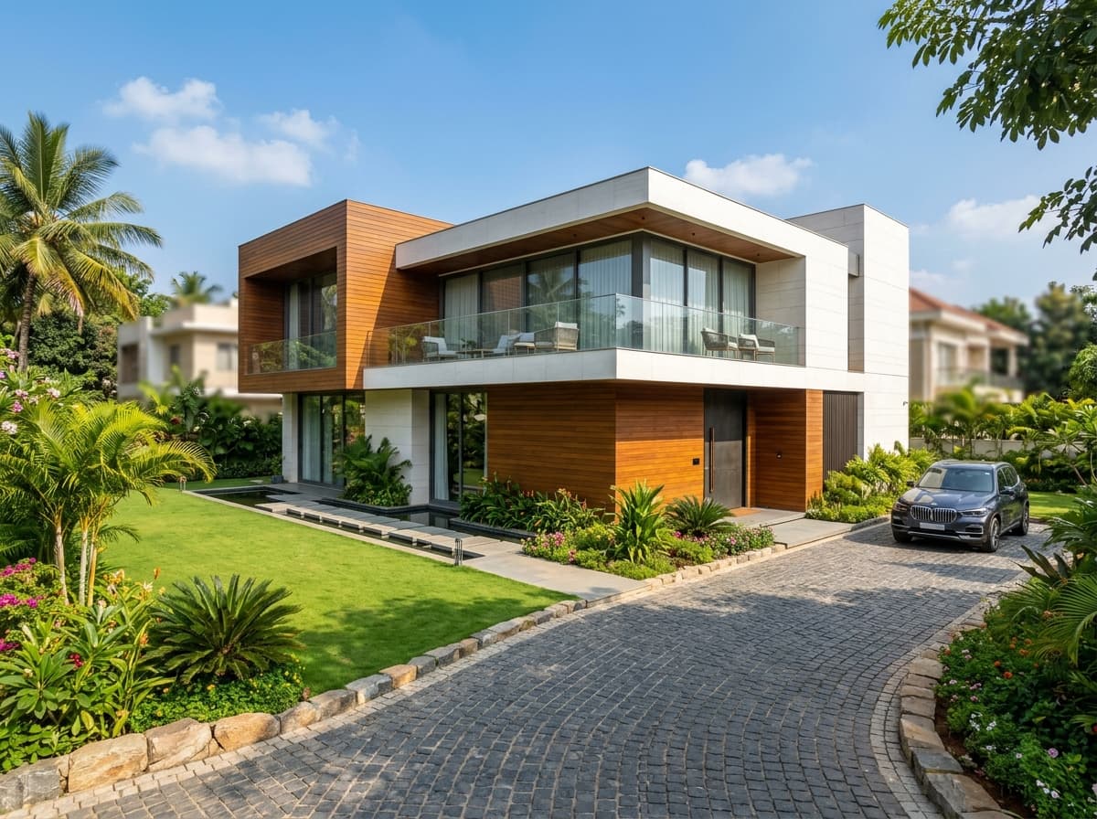 Contemporary luxury residential villa architecture in Bangalore