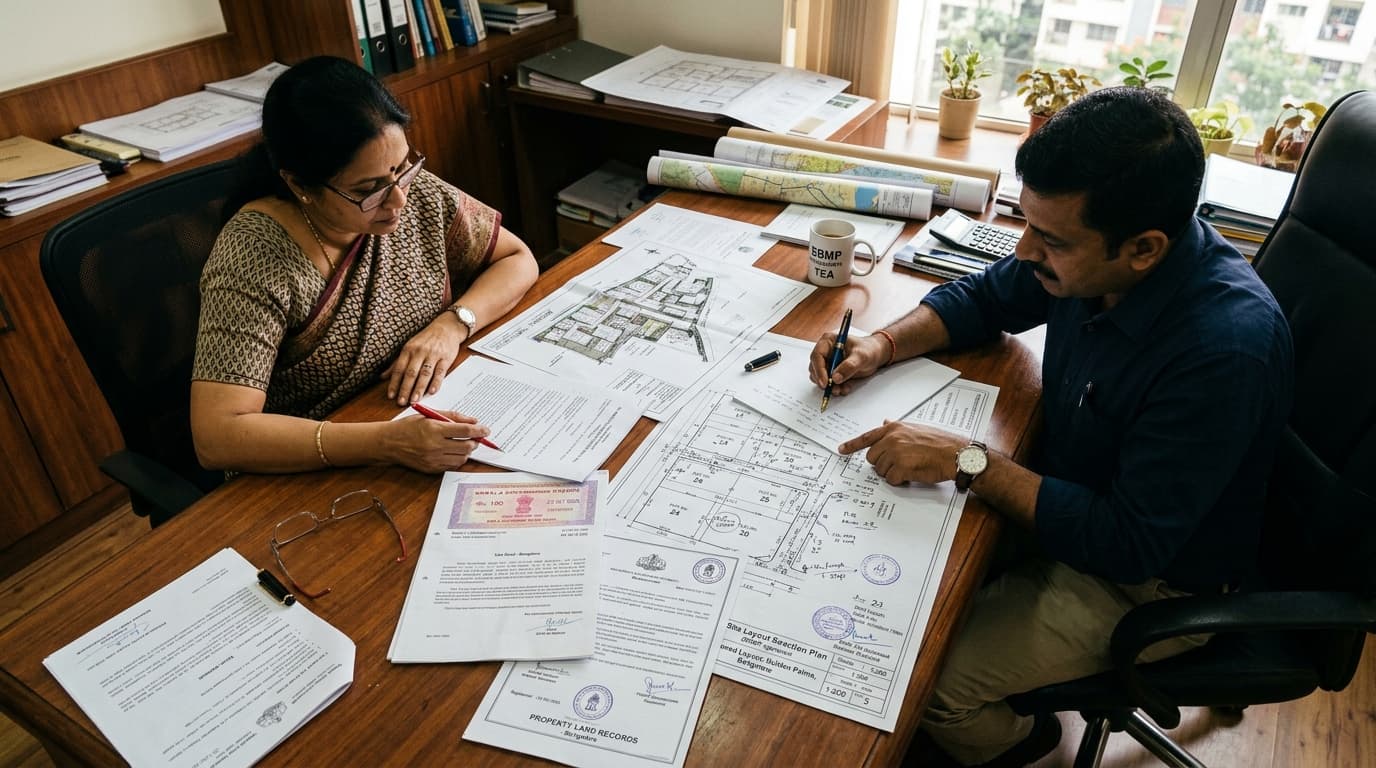 Verified property documentation, layout sanctions, Pahani and RTC review desk