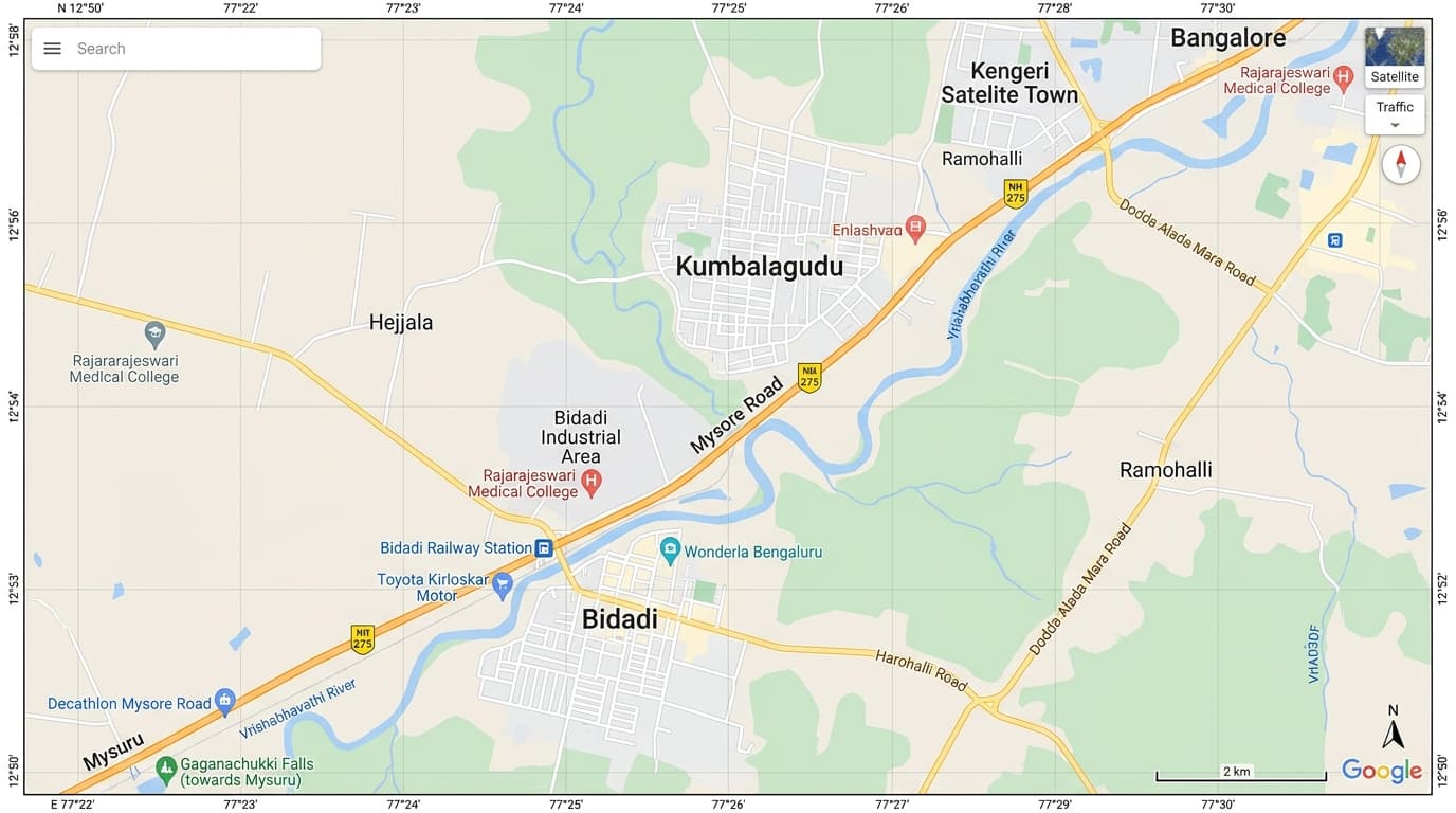Google Maps View of Thippuru, Kumbalagudu, Bengaluru